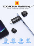 Kodak 2 IN 1 Type C USB Flash Drive OTG  USB 3.2 Pen Drive 128GB 64GB 32GB Pendrive Flash Drive
