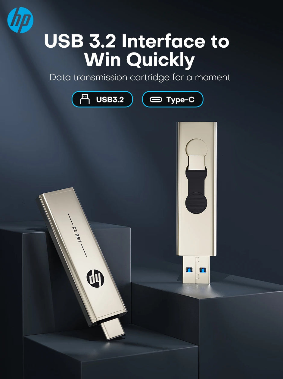 HP Original USB3.2 Type C Two in One Flash Drive 64GB 128GB 256GB for Computer Mobile Phone Dual Use USB Flash Drive