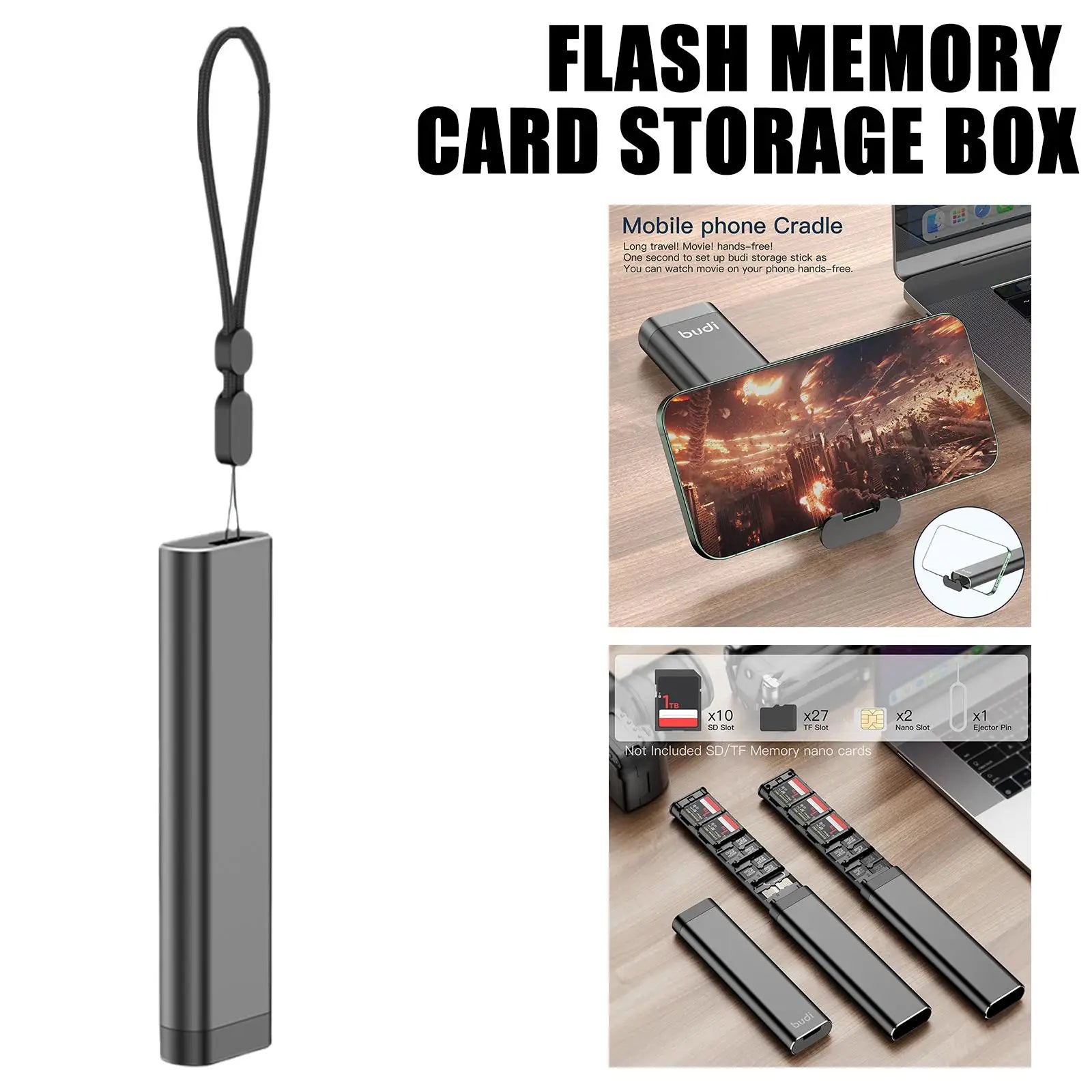 BoxBUDI up Design 30slot Large-capacity Memory Card Box Anti-pressure And Shock-proof Card Storage Wallet Portable Anti-loss