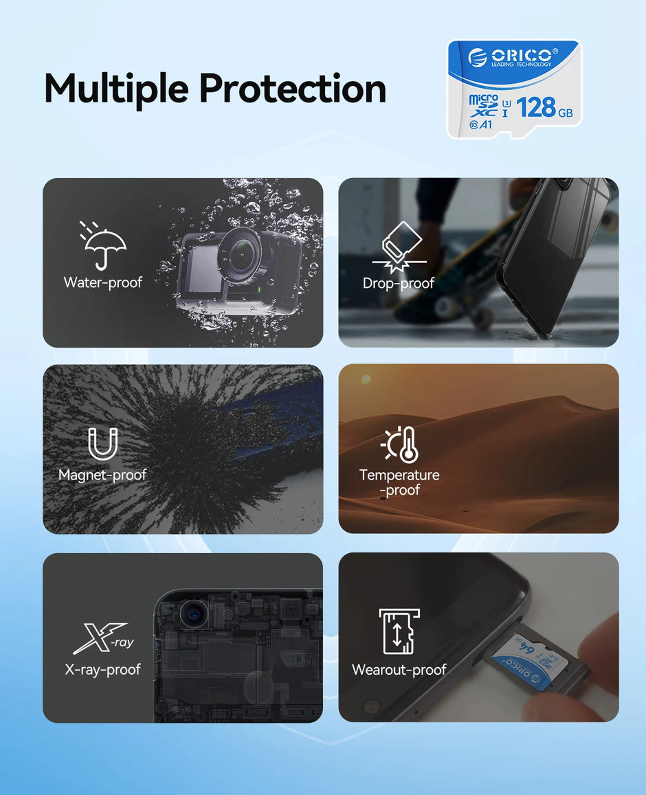ORICO Original Memory Cards 16GB 32GB 64GB 128GB TF Memory Card A1 U3 Class10 V10 For Camera/Drone/Dash Cam High Speed SD Card