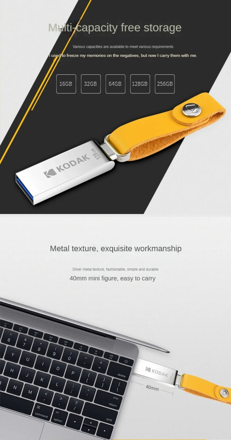 Kodak KODAK K122 USB2.0 mini full metal USB flash drive high speed car 32G-128G computer office USB flash drive