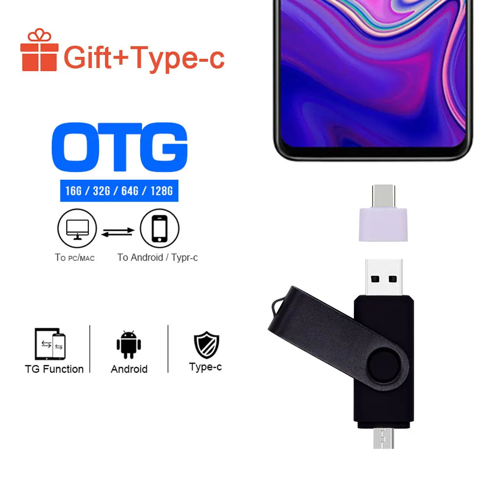 USB Flash Drive OTG Pen Drive 64 GB 32 GB 16 GB 8 GB 4GB External Storage Frosted Double Application Micro USB Stick Custom Logo