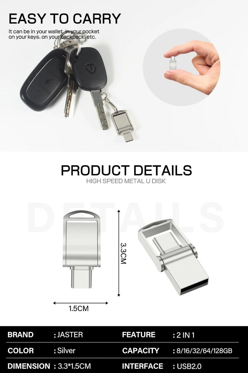 Original High Speed Type C USB Flash Drive 128GB Pendrive 64GB Mini U Disk Metal Memory Stick USB 3.0 Pen Drive