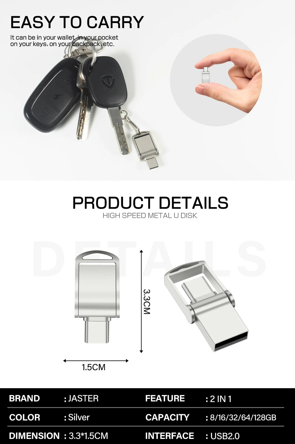 Original High Speed Type C USB Flash Drive 128GB Pendrive 64GB Mini U Disk Metal Memory Stick USB 3.0 Pen Drive
