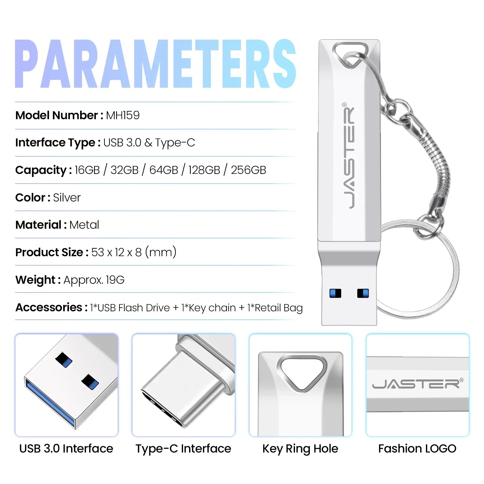 USB-C Flash Pen Drive 256GB TYPE-C USB 3.0 Flash Drive 128GB OTG Metal Memory Stick 64GB USB3.0 Creative Gift Pendrive 32GB 16GB
