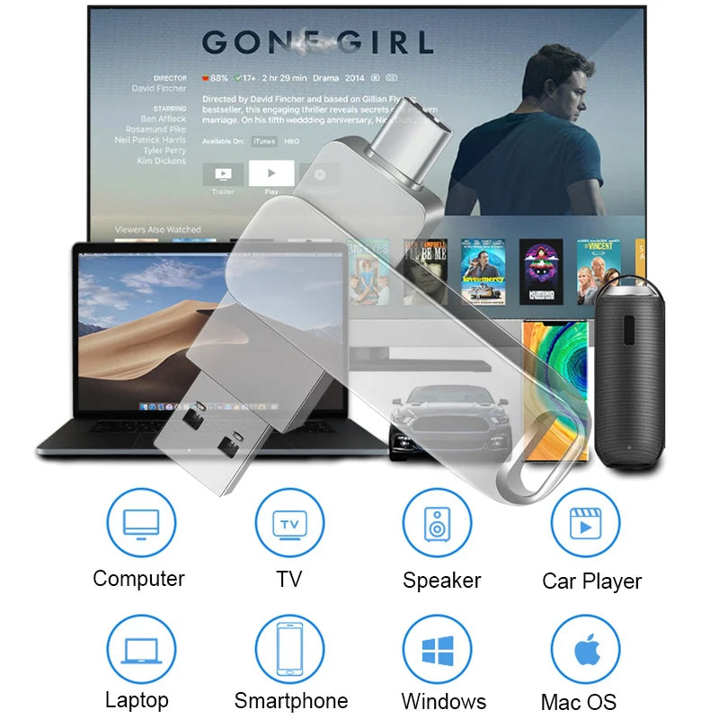 2 in 1 Usb 2.0 OTG USB-C Flash Pen Drive Metal Memory Stick flash Disk 64GB 128GB 256G USB2.0 Dual Type-C Pendrive