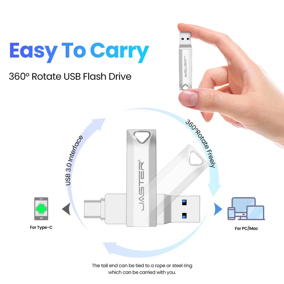 USB-C Flash Pen Drive 256GB TYPE-C USB 3.0 Flash Drive 128GB OTG Metal Memory Stick 64GB USB3.0 Creative Gift Pendrive 32GB 16GB