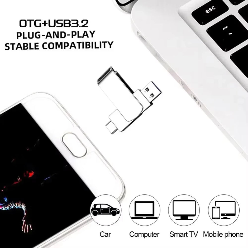 New 16TB USB Flash Drive USB 3.2 Memories Type-c 2-In-1 8TB 16TB OTG Pendrive 128GB 2TB High Speed Flash Disk For Computer