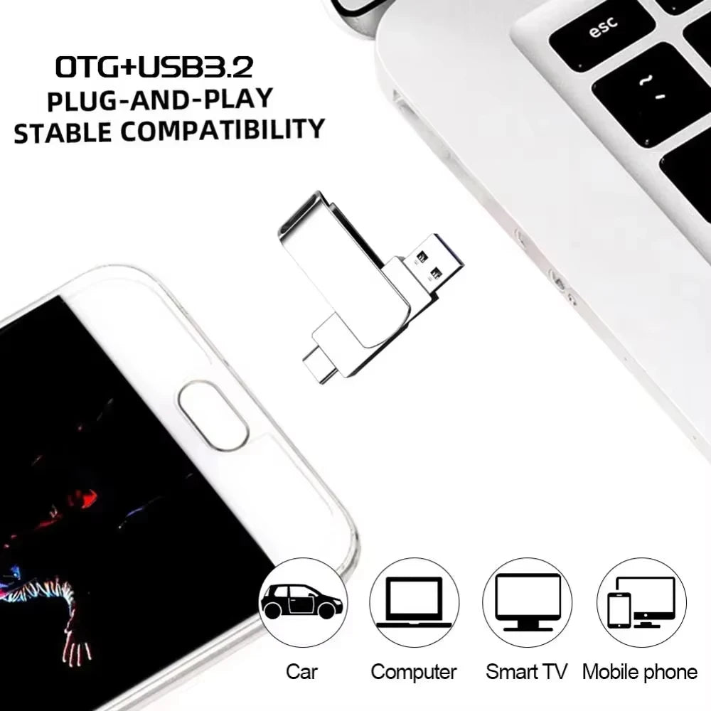 New 16TB USB Flash Drive USB 3.2 Memories Type-c 2-In-1 8TB 16TB OTG Pendrive 128GB 2TB High Speed Flash Disk For Computer