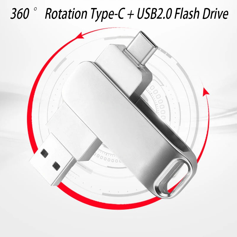 2 in 1 Usb 2.0 OTG USB-C Flash Pen Drive Metal Memory Stick flash Disk 64GB 128GB 256G USB2.0 Dual Type-C Pendrive