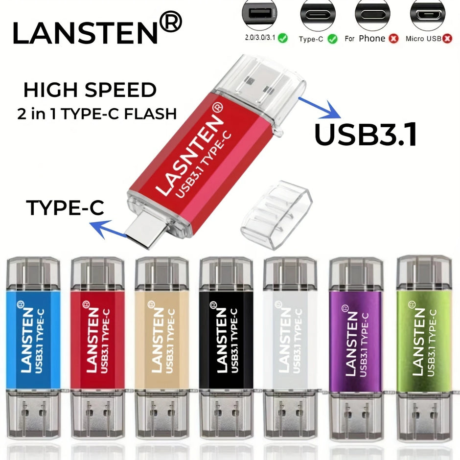 USB C Flash Drive  128GB 2-in-1 OTG USB 3.0 Thumb Drive Type-C 128GB Memory Stick - High-Speed Jump Drive Photo Stick