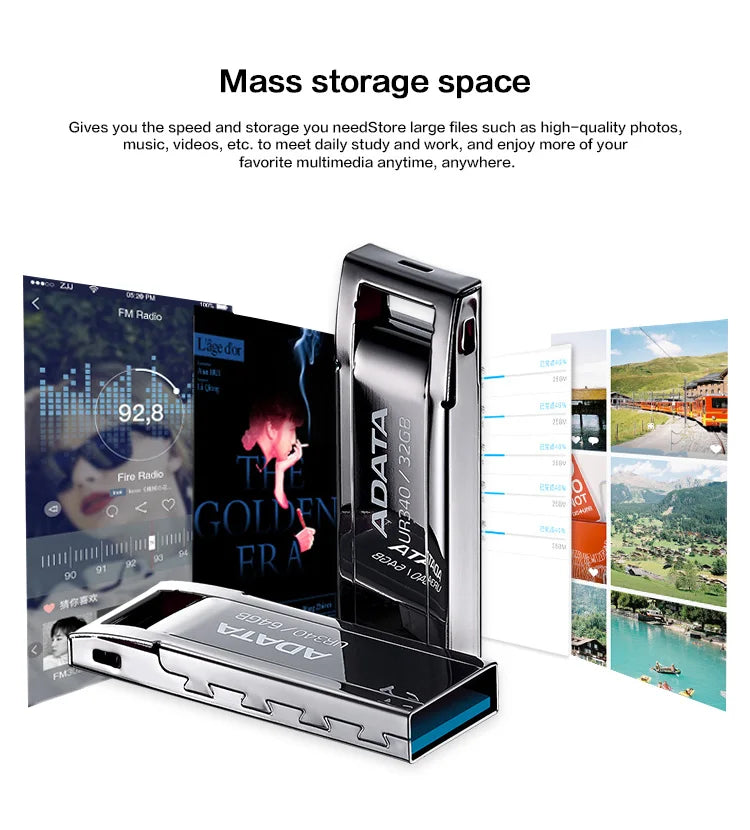 ADATA UR340 USB Flash Drive 32GB 64GB 128GB USB 3.2 Gen1 High Speed pendrive Original usb stick for PC Computer Laptop  Desktop