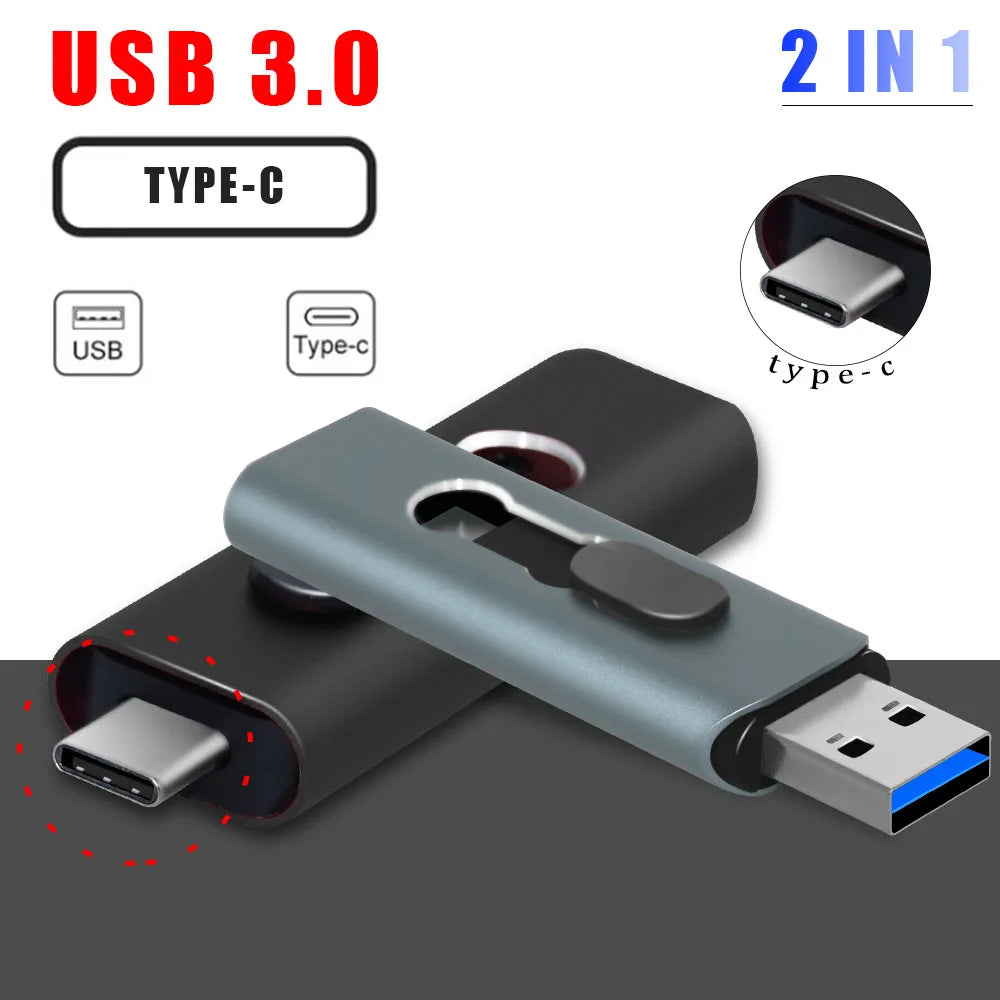 UBS 3.0 OTG USB Flash Drive 64GB Pen Drive 3 in 1 Type C & Micro USB Stick 3.0 Flash Drive 64GB 128GB Pendrive 256GB 32GB