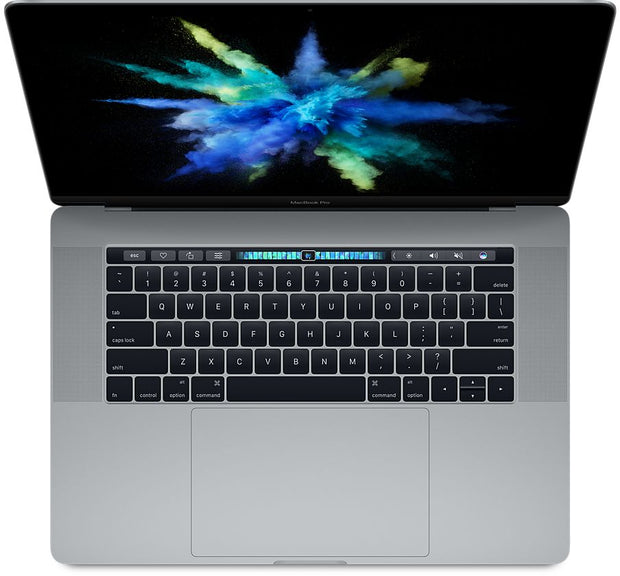 Silver MacBook Pro laptop with English keyboard