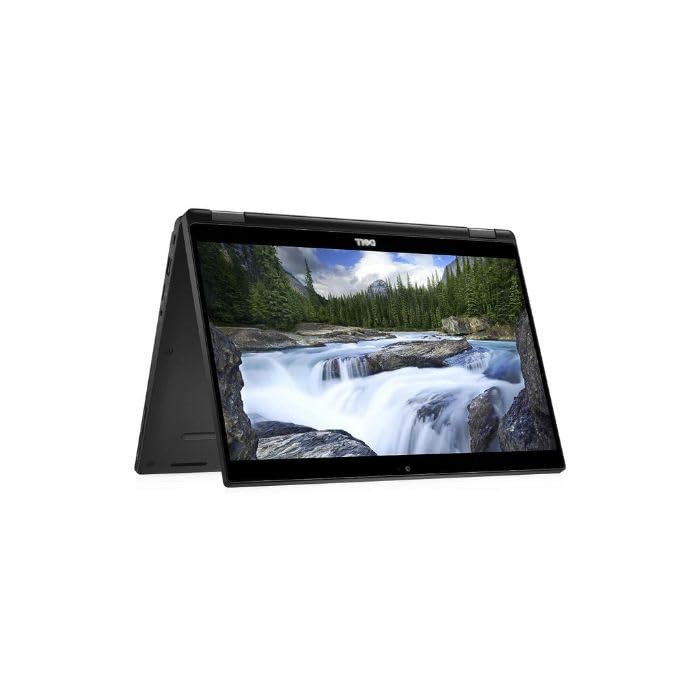 Black 2-in-1 laptop with 13.3 in touchscreen, keyboard dock folded back