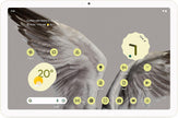 Porcelain Android tablet with front display showing app icons and widgets
