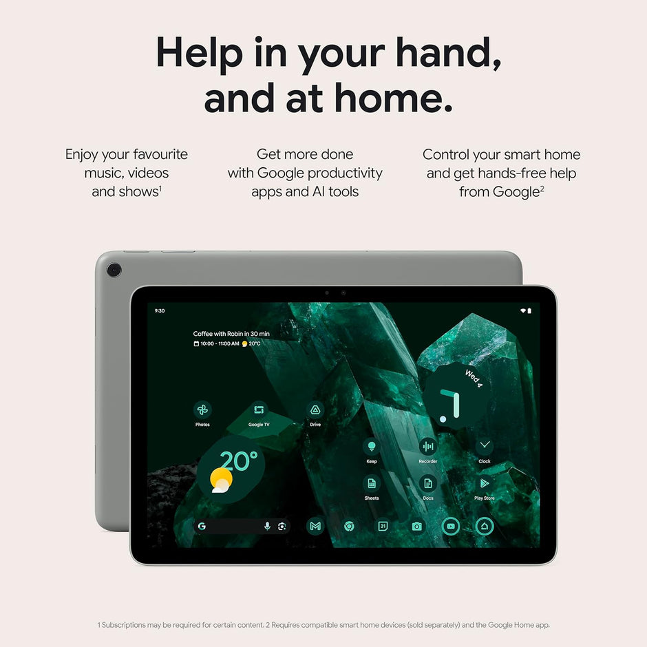 Porcelain Android tablet with front display and back panel visible