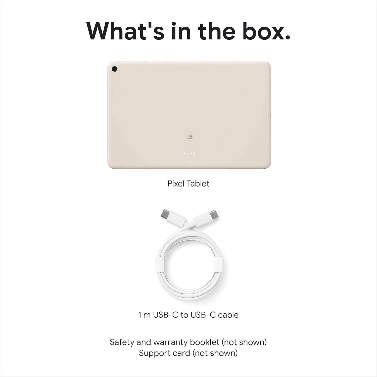 Porcelain Android tablet with included USB-C cable shown in box