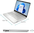 HP 15-dy5033dx 15.6 Inch Laptop 12th Gen Intel Core i3-1215u 8GB Memory 256GB SSD Keyboard English / Arabic Silver