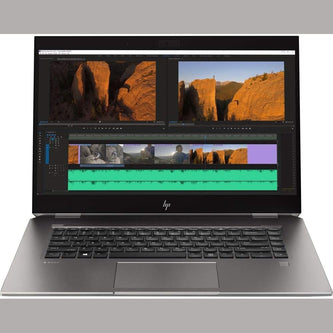 HP ZBook 15 G5 silver laptop, 15.6-inch display and English keyboard visible