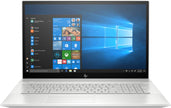 Renewed silver HP Envy 17.3-inch touchscreen laptop with keyboard, front view