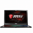 MSI gaming laptop with open dark display and glowing RGB keyboard