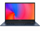 Renewed ASUS VivoBook 14 laptop with dark-blue keyboard and colorful abstract screen