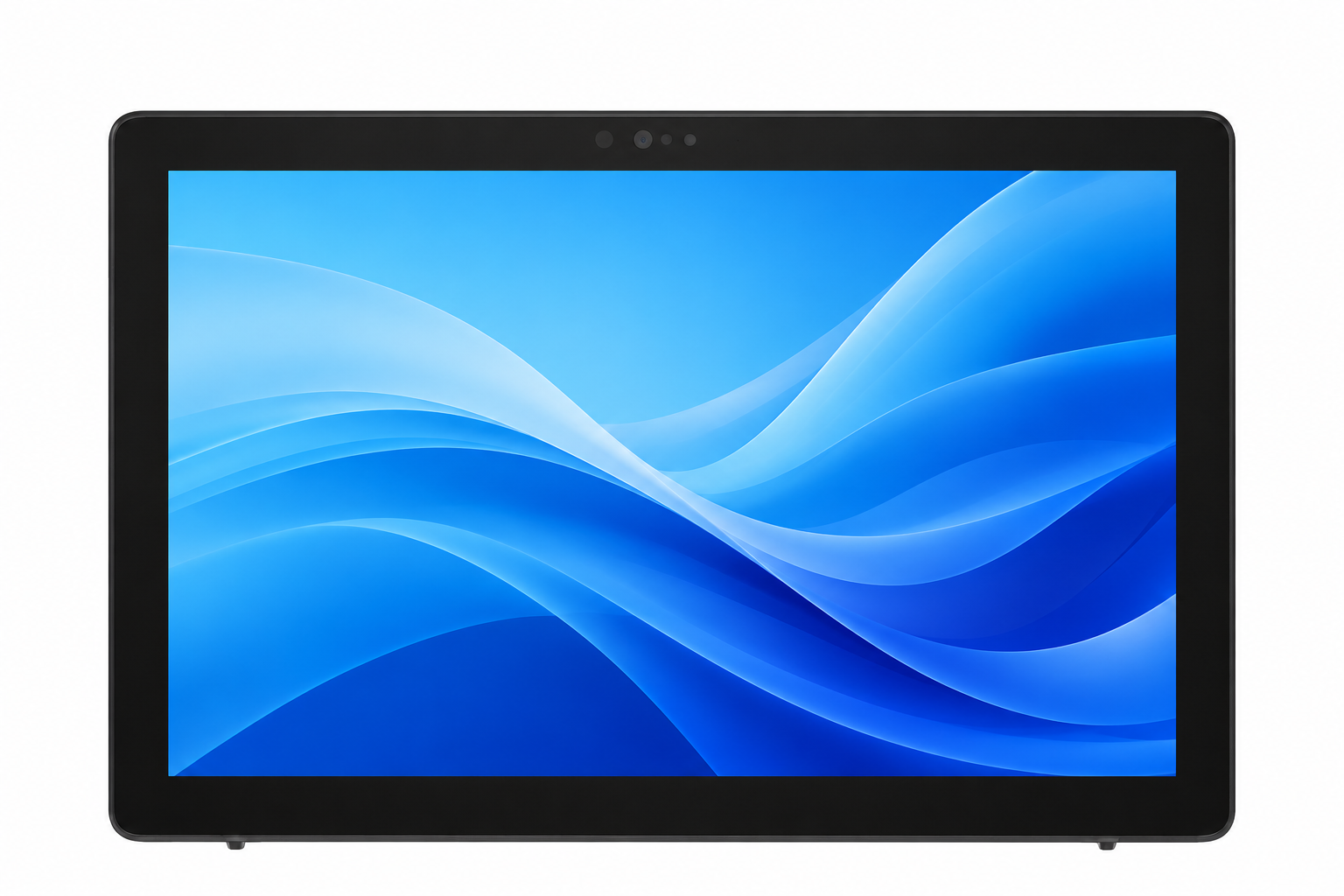 Black Dell Latitude 7200 2-in-1 touchscreen laptop with blue display