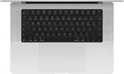 Silver Apple MacBook Pro laptop with black keyboard and trackpad