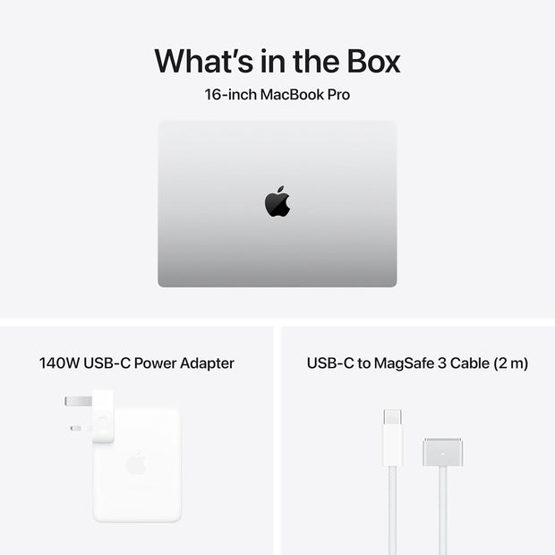 Apple MacBook Pro with USB-C power adapter and MagSafe 3 cable