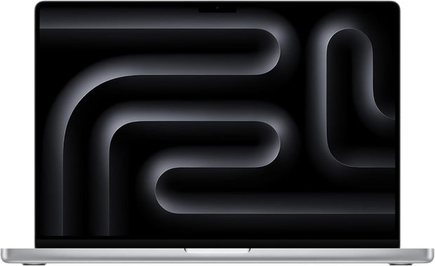 Apple MacBook Pro laptop with dark screen artwork