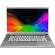 Silver gaming laptop with 15.6-inch display and full-size keyboard